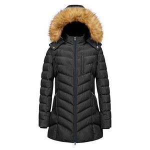 Creatmo US Womens Black XL Puffer WInter Jacket Removable Hood Waterproof